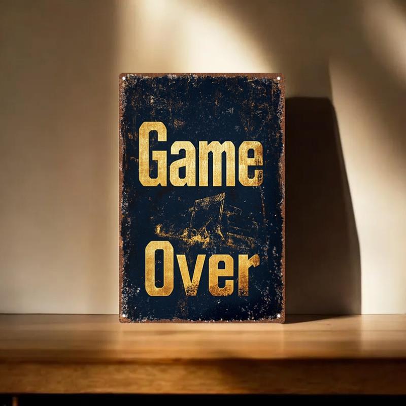 Retro Gaming Us - Vintage Game Over Metal Tin Sign