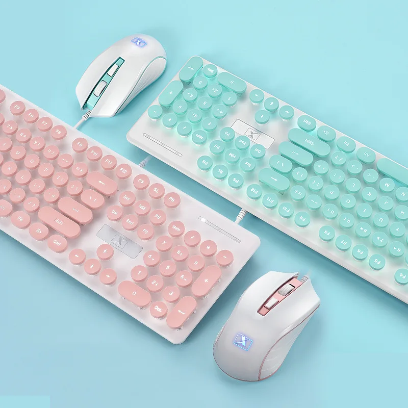Retro Gaming Mini Pc - Hồng Retro Có Dây Bàn Phím