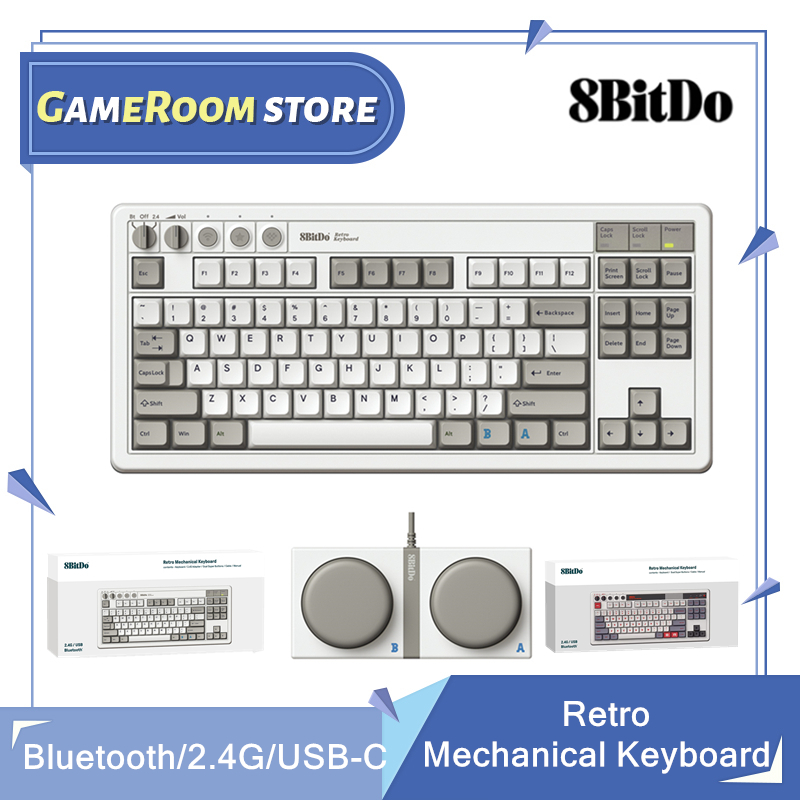Retro Gaming Setup - 8Bitdo Retro Mechanical Keyboard, Bluetooth/2.4G/USB-C Hot