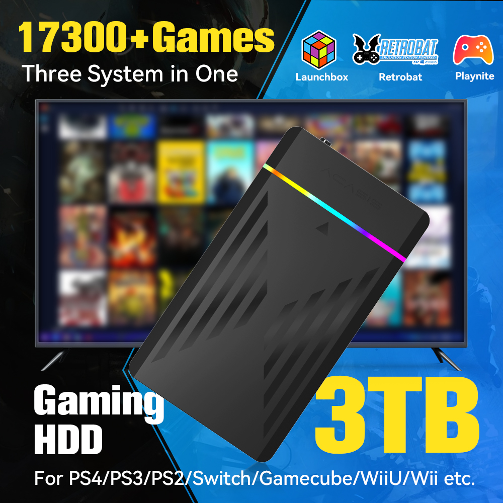 Retro Gaming Mini Pc - 3TB Portable Gaming HDD LaunchBox/Retrobat/Playnite Retro